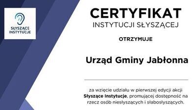 niebiesko-biały certyfikat