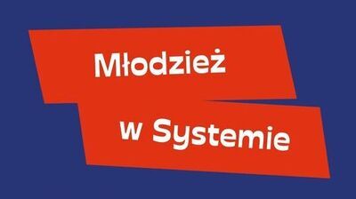 napis młodzież w systemie na czerwono niebieskim tle
