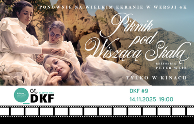 zdjęcie trzech kobiet na tle skał, napis Piknik pod wiszącą skałą