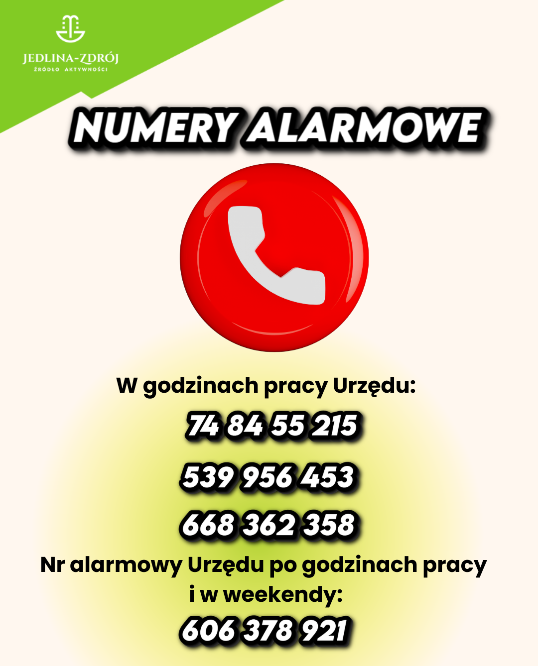 Numery alarmowe Urzędu Miasta