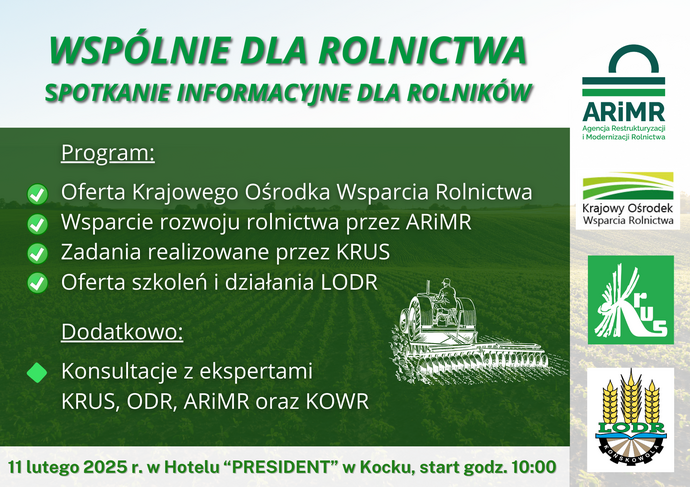 Wspólnie dla rolnictwa - spotkanie informacyjne dla rolników