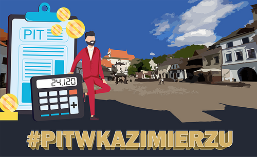 Grafika z napisem #PITWKAZIMIERZU