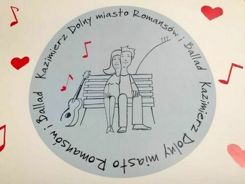 Rysunek: para na ławeczce, obok gitara