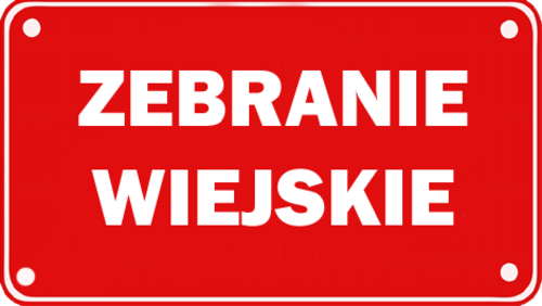 tabliczka z napisem: zebranie wiejskie