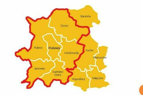 Mapa zasięgu MOF Puławy
