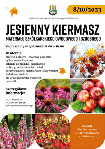 JESIENNY KIERMASZ MATERIAŁU SZKÓŁKARSKIEGO OWOCOWEGO I OZDOBNEGO.