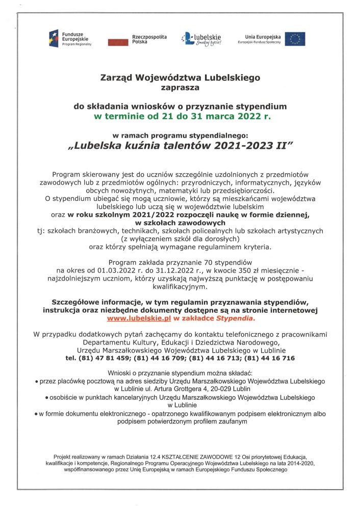 Lubelska kuźnia talentów 2021-2023