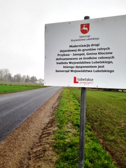 Przebudowa drogi nr 102816L Przykwa – Janopol (realizowane w 2022 r.)