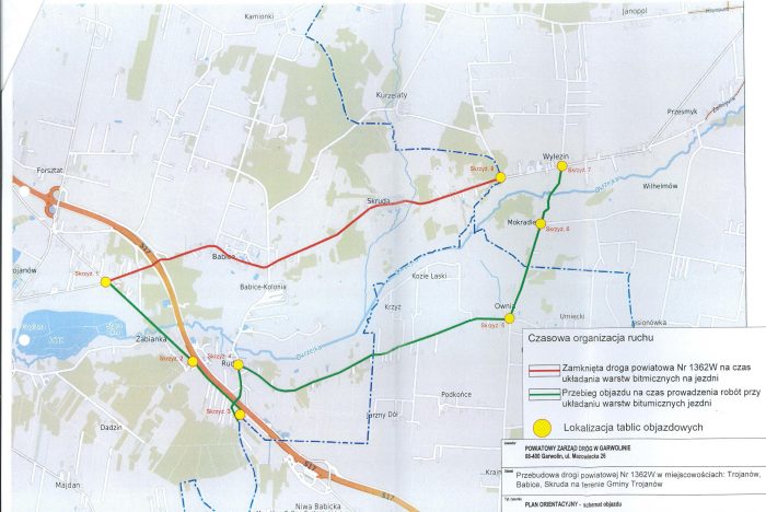 Informacja o zamknięciu drogi Trojanów – Babice – Kłoczew