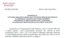 Informacja o wyniku drugiego przetargu ustnego