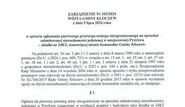 Zarządzenie dotyczące sprzedaży nieruchomości w Przykwie