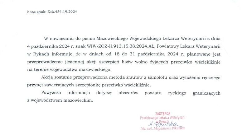 Jesienna akcja szczepień lisów przeciwko wściekliźnie