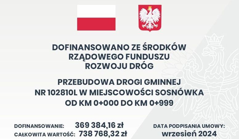 Przebudowa drogi gminnej nr 102810L w miejscowości Sosnówka od km 0+000 do km 0+999