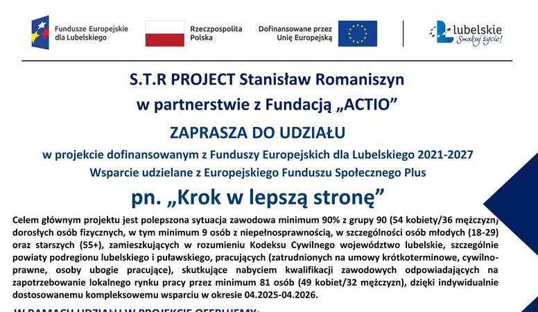 Informacja o projekcie "Krok w lepszą stronę"