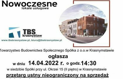 Ogłoszenie o przetargu na sprzedaż lokalu użytkowego 14.04.2022