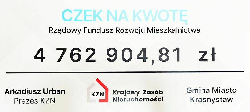 Czek na 4,76 mln zł z Rządowego Funduszu Rozwoju Mieszkalnictwa