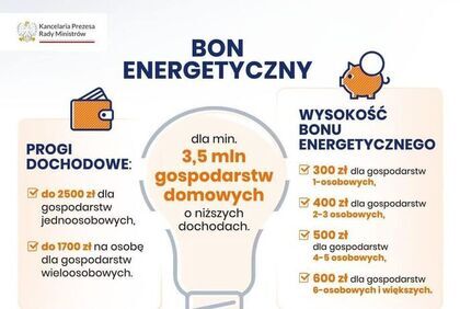 Bon energetyczny - informacja o przyjmowaniu wniosków w dniu 30.09.2024