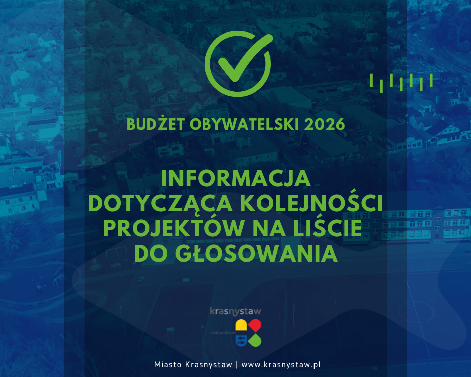 INFORMACJA DOTYCZĄCA KOLEJNOŚCI PROJEKTÓW NA LIŚCIE DO GŁOSOWANIA