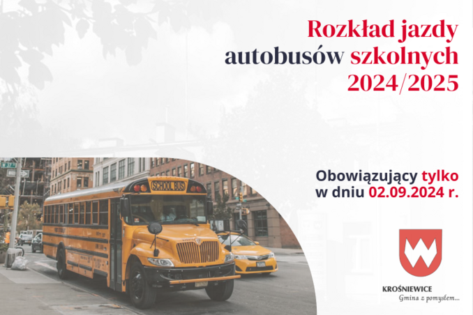 Rozkład jazdy autobusów szkolnych obowiązujący tylko w dniu 02.09.2024 r.