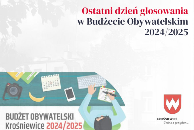 [BO 2024/25]Ostatni dzień głosowania w edycji 2024/2025 Budżetu Obywatelskiego Gminy Krośniewice!