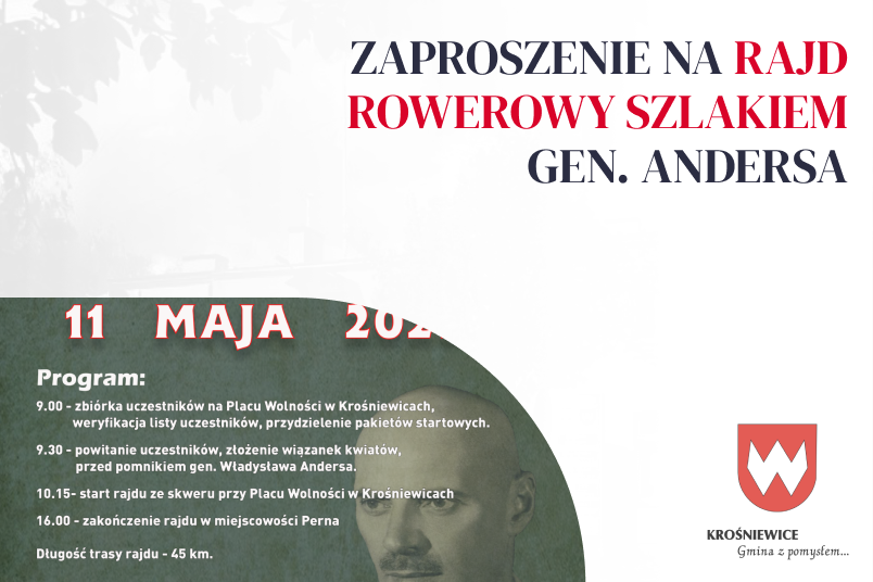 Zaproszenie na Rajd rowerowy szlakiem Gen. W. Andersa - 11 maja 2025
