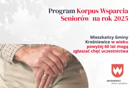 Grafika dekoracyjna - Program Korpus Wsparcia Seniorów na rok 2025| Mieszkańcy Gminy Krośniewice w wieku powyżej 60 lat mogą zgłaszać chęć uczestnictwa