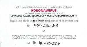 Wykadrowana część plakatu KORONAWIRUS