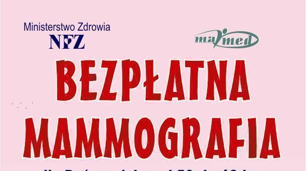 Plakat z napisem Bezpłatna mamografia