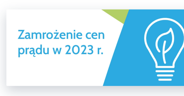 grafika z napisem Zamrożenie cen prądu w 2023