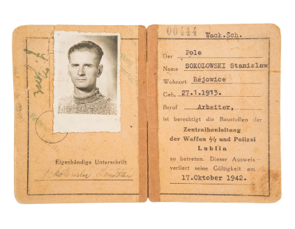 Document – Beschäftigungsausweis (work card) of Stanisław Sokołowski
