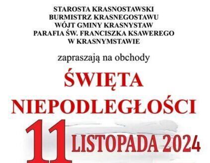 Zaproszenie na obchody Święta Niepodległości