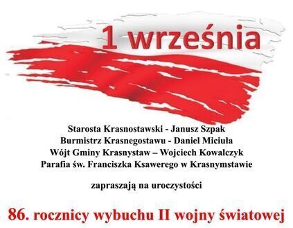 Fragment plakatu. Flaga Polski i napis 1 września