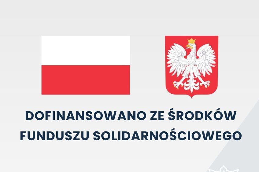 Flaga Polski i herb. Informacja o dofinansowaniu ze środków Funduszu Solidarnościowego na projekt "Opieka wytchnieniowa" dla jednostek samorządu terytorialnego, edycja 2026. Kwota dofinansowania to 36 720,00 zł. Data umowy: luty 2026.