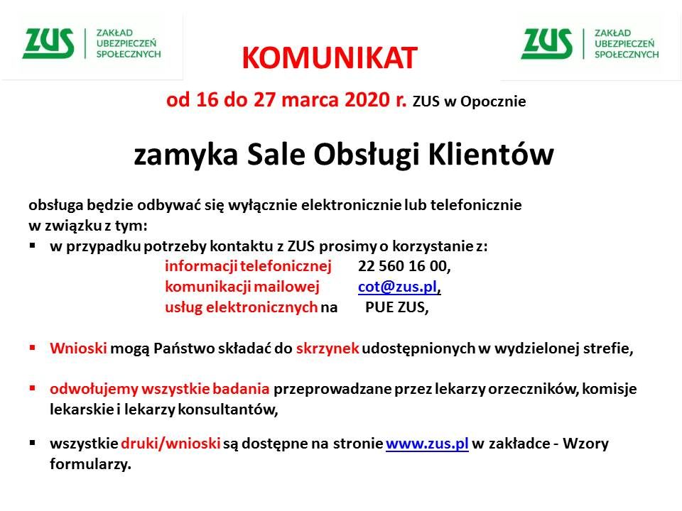 Zmiany w obsłudze klientów Zakładu Ubezpieczen Społecznych.