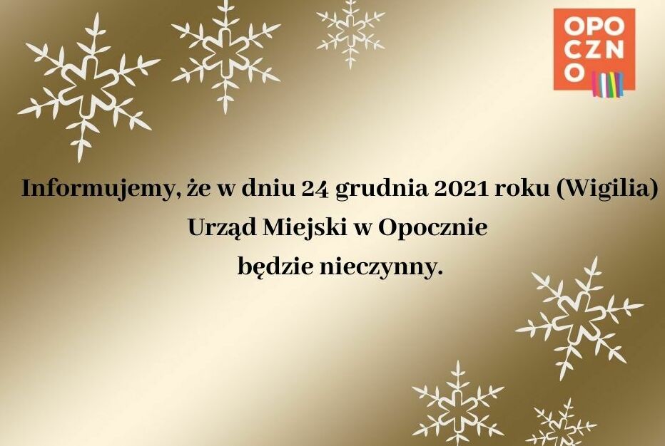 Urząd Miejski nieczynny w Wigilię