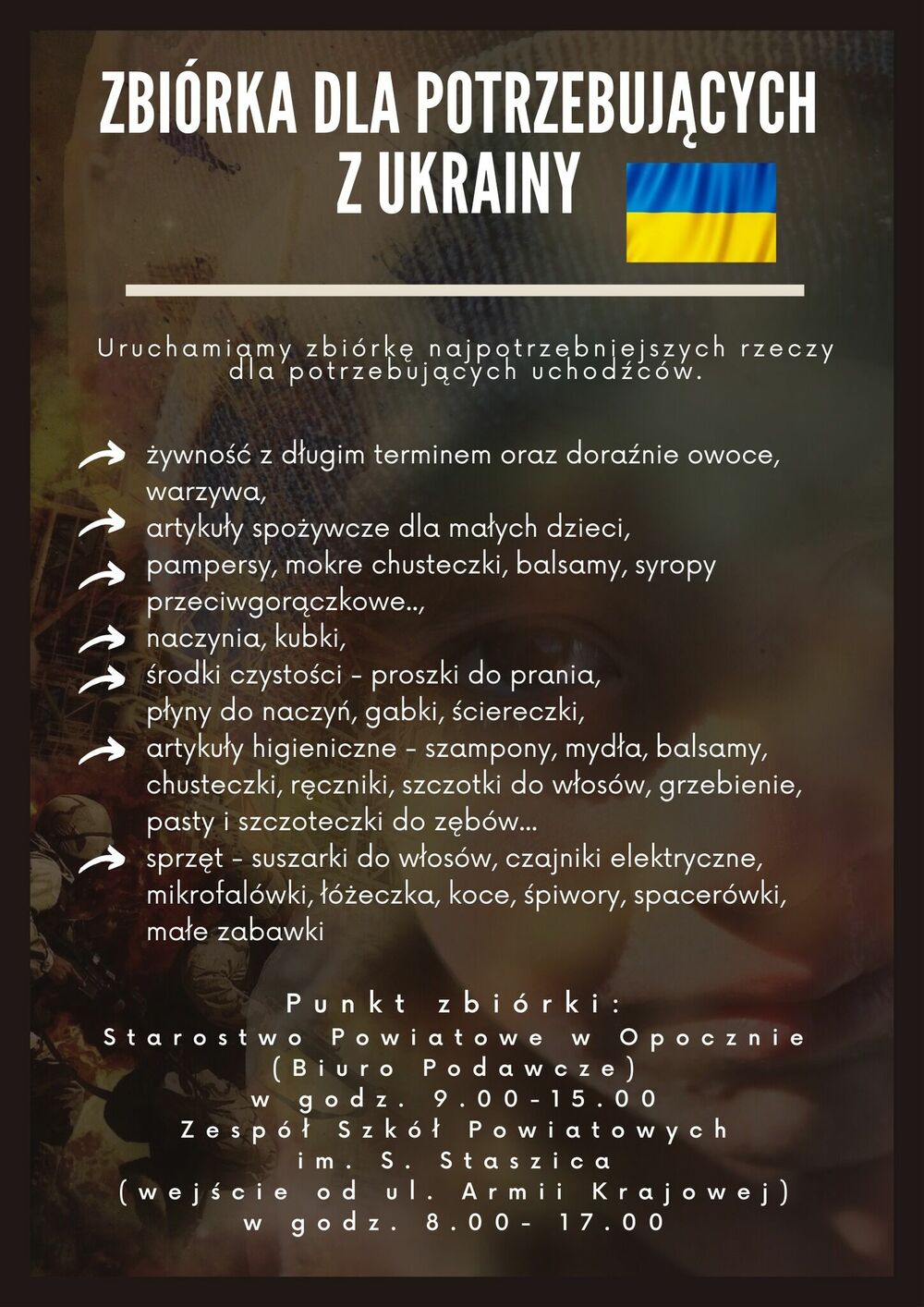 Zbiórka dla potrzebujących z Ukrainy