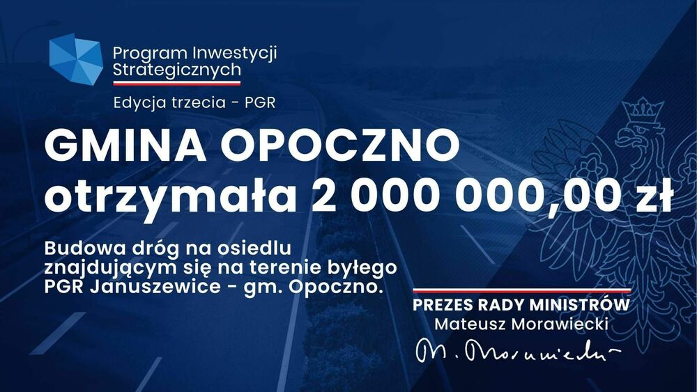 2 mln zł wsparcia dla Gminy Opoczno z Rządowego Funduszu Polski Ład.