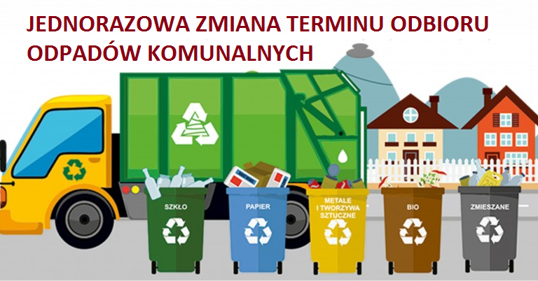 Jednorazowa zmiana terminu odbioru odpadów komunalnych z 15 sierpnia 2023 r.
