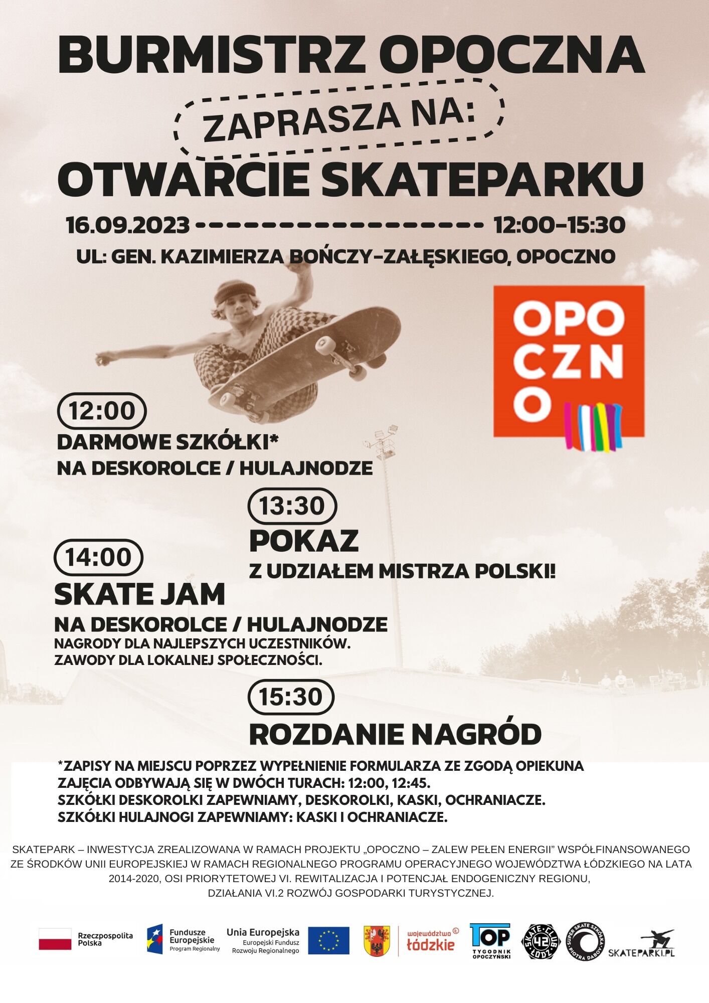 Zaproszenie na otwarcie Skateparku