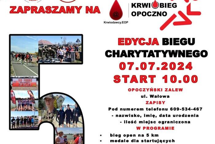 Zapraszamy na 5. KrwioBieg nad Zalewem Opoczyńskim