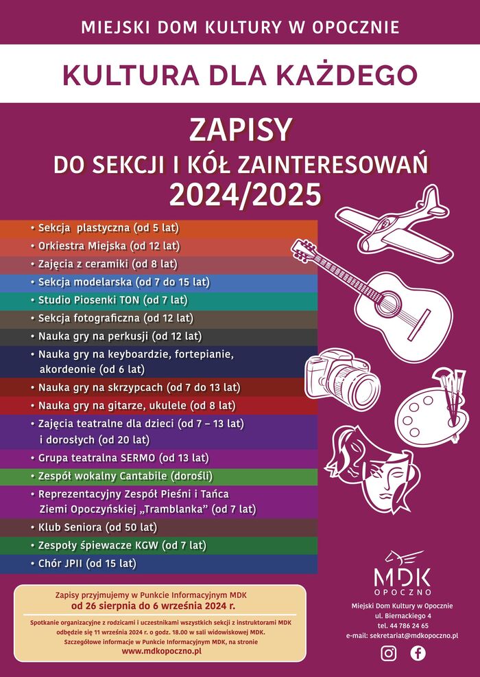 Zapraszamy do sekcji i kół zainteresowań w nowym roku artystycznym