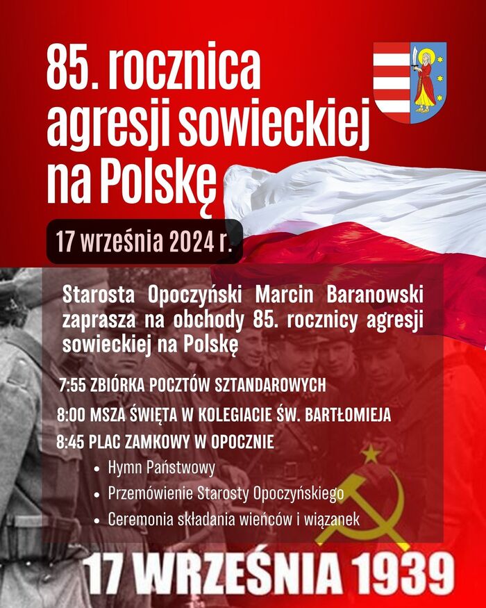 Zaproszenie na uroczystości 85. rocznicy agresji sowieckiej na Polskę