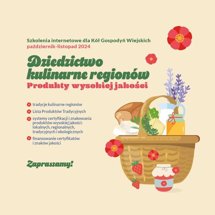 „Dziedzictwo kulinarne regionów” - bezpłatne webinariunm dla KGW