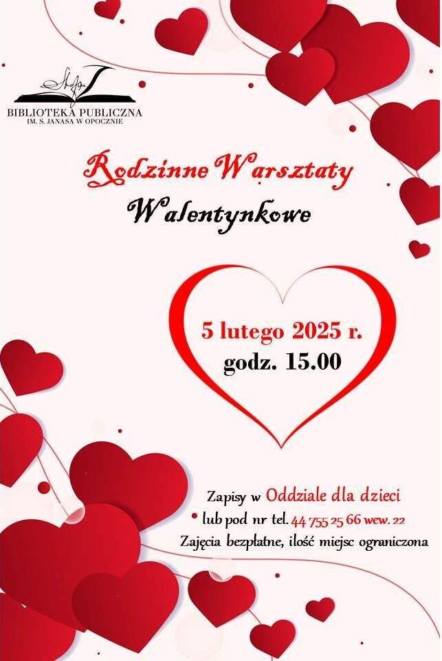 Biblioteka zaprasza na Rodzinne Warsztaty Walentynkowe!