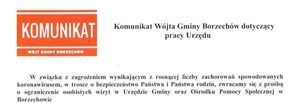 Komunikat Wójta Gminy Borzechów dotyczący pracy Urzędu