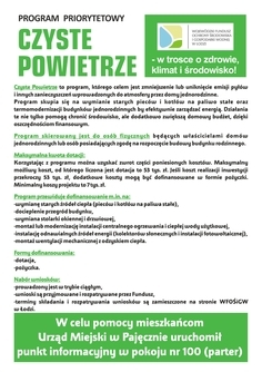 Punkt informacyjny Programu „Czyste powietrze” w Urzędzie Miejskim w Pajęcznie