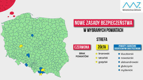 Powiat Pajęczański opuszcza czerwoną i żółtą strefę