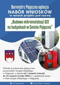 Rusza nabór wniosków w ramach projektu „Budowa mikroinstalacji OZE na budynkach w Gminie Pajęczno”.