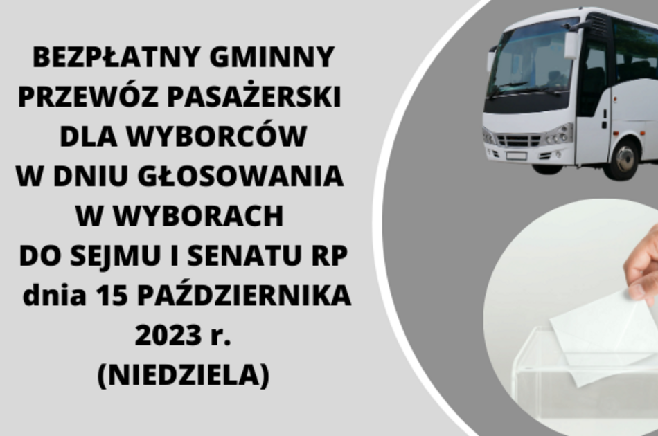 Bezpłatny transport na wybory w dniu 15.10.2023 r. w Gminie Pajęczno