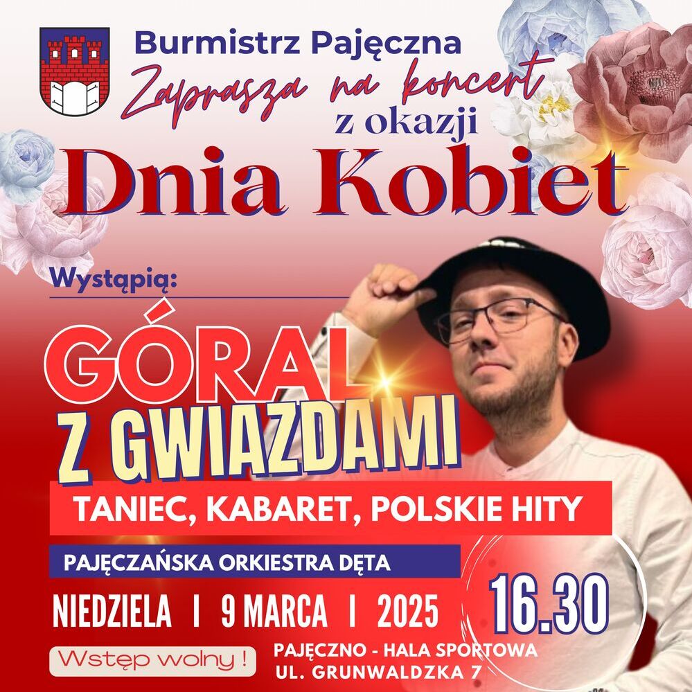 Grafika informująca o koncercie z okazji Dnia Kobiet